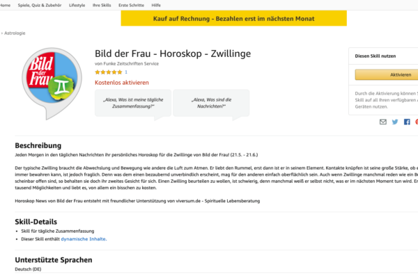 Vertonung von Horoskopen für Alexa